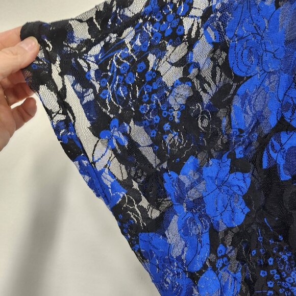 French Atmosphere Womens Top Size 2X Blue Black Floral Lace Dark Fairy Romantic - Picture 3 of 9